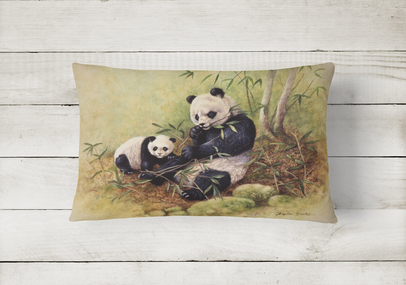 Caroline s Treasures Panda Bears by Daphne Baxter Fabric Indoor Outdoor Throw Pillow Wayfair